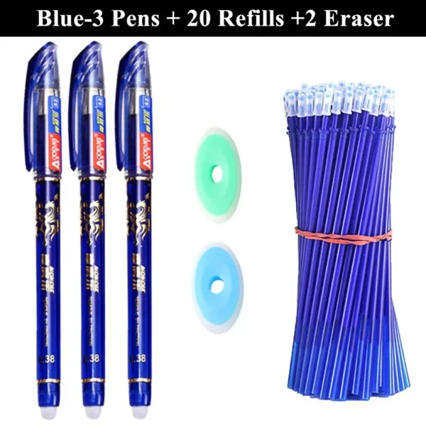 3 Erasable Gel Pens with 20 Refills & Reusable Erasers - Image 9