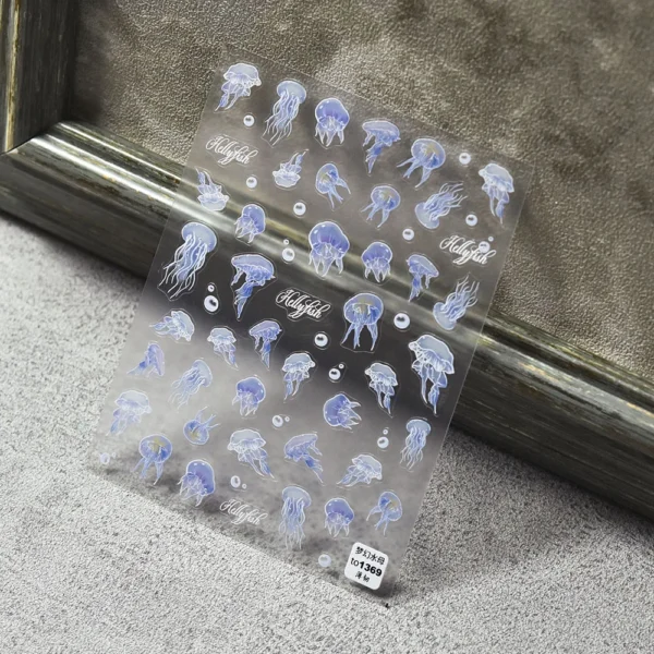 Blue Jellyfish Ocean Nail Art Sticker Self Adhesive Decal - Image 4