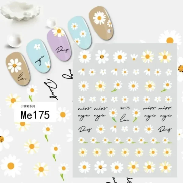 3D Nail Art Stickers White Daisy Floral & Fruit Decals - Image 13