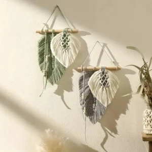 Boho Macrame Wall Hanging Leaf Tapestry – Handmade