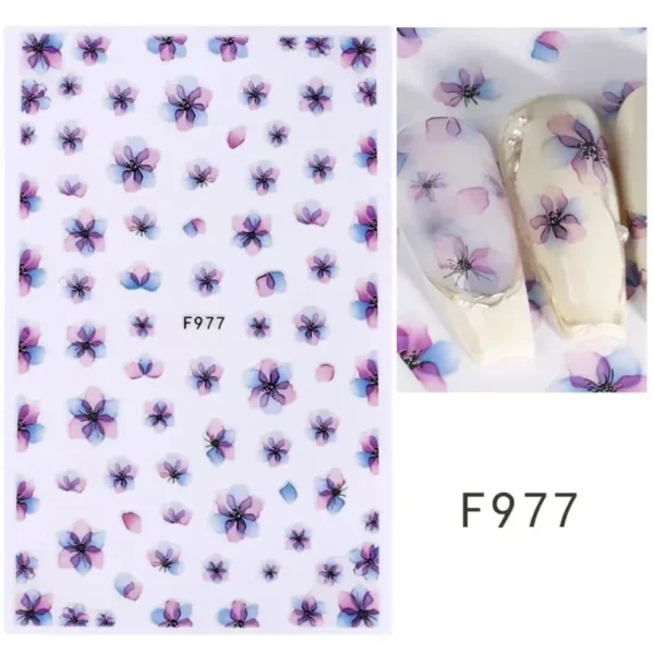 3D Nail Art Stickers White Daisy Floral & Fruit Decals - Image 3