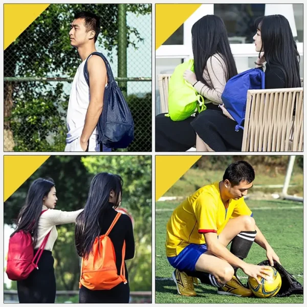 Foldable Waterproof Gym Bag – Sports Drawstring Backpack - Image 5