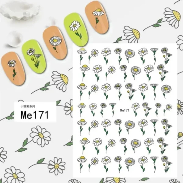 3D Nail Art Stickers White Daisy Floral & Fruit Decals - Image 16