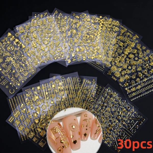 30 Sheets 3D Nail Stickers Flowers & Butterfly Designs - Image 21