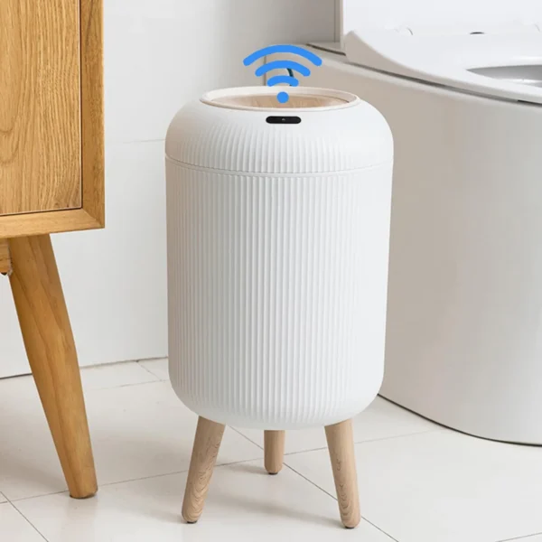 Smart Motion Sensor Bin – 8L Round Plastic, Touch-Lid - Image 2