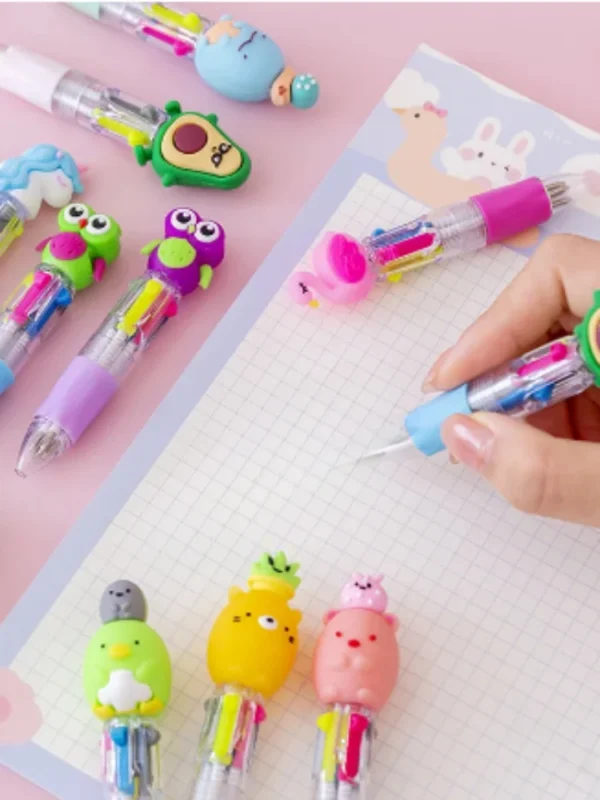 Cute Cartoon Mini Ballpoint Pens – 4 Colors, Fun Set - Image 4