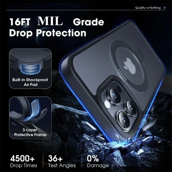 Matte Magnetic iPhone Case with Ring Stand – Shockproof - Image 6