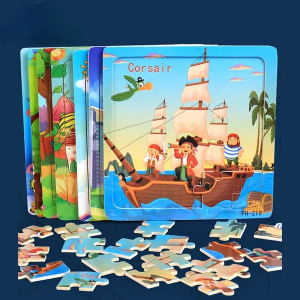 20-Piece Wooden 3D Animal & Vehicle Jigsaw Puzzle - Image 3
