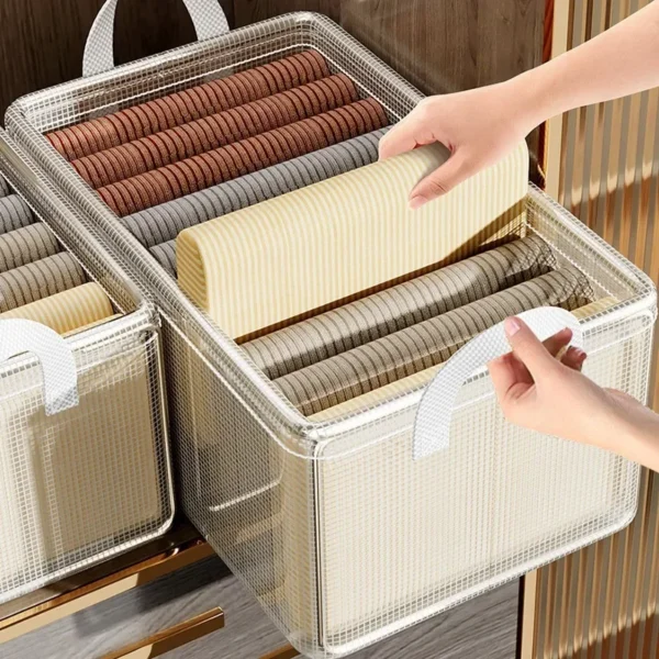 Clear Foldable Clothes Storage Box for Wardrobes - Image 2