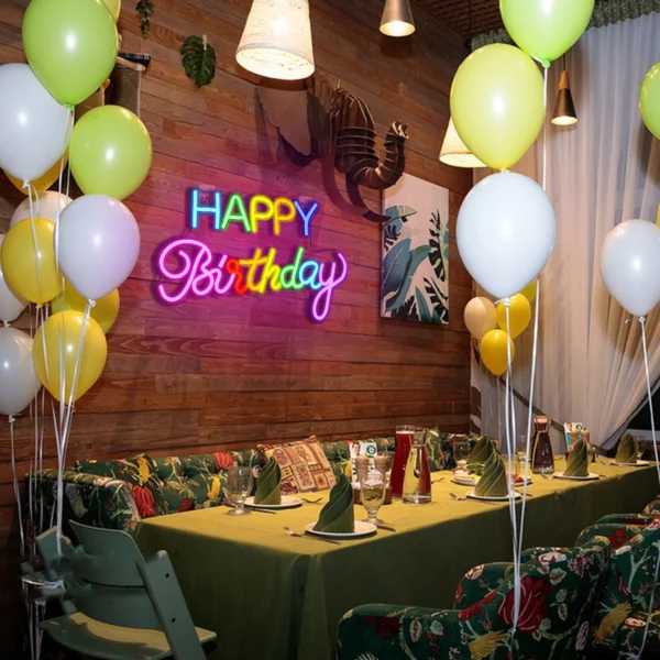 Dimmable Happy Birthday LED Neon Wall Light - Image 22