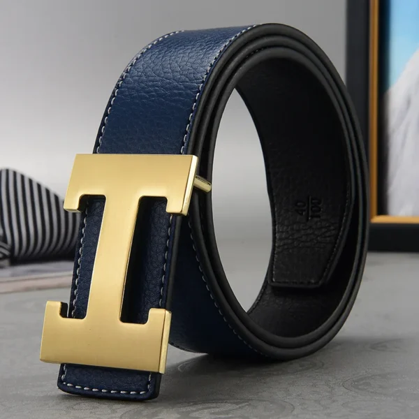 Men’s Elegant Multi-Colour Belt with Golden H Buckle - Image 9