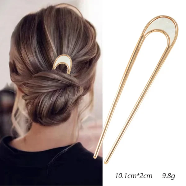 Shell Metal U-Shaped Hairpins for Women – Fashion - Image 7