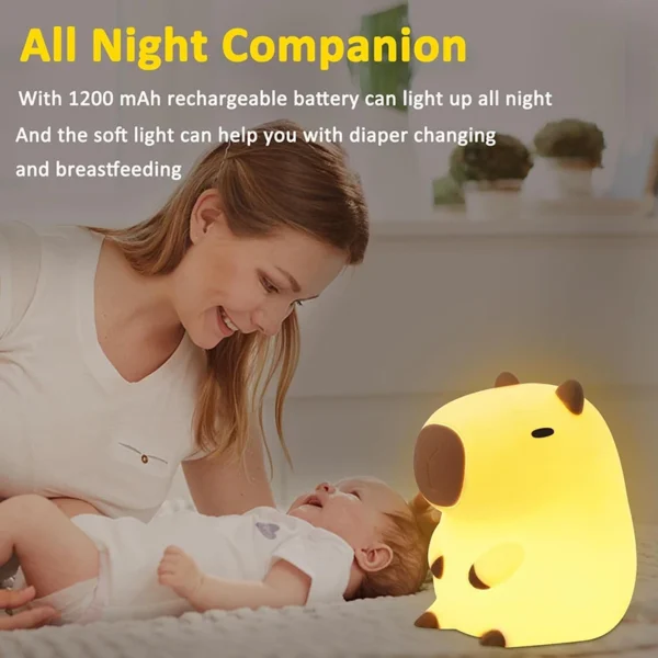 Capybara Silicone Night Light – USB Rechargeable - Image 6