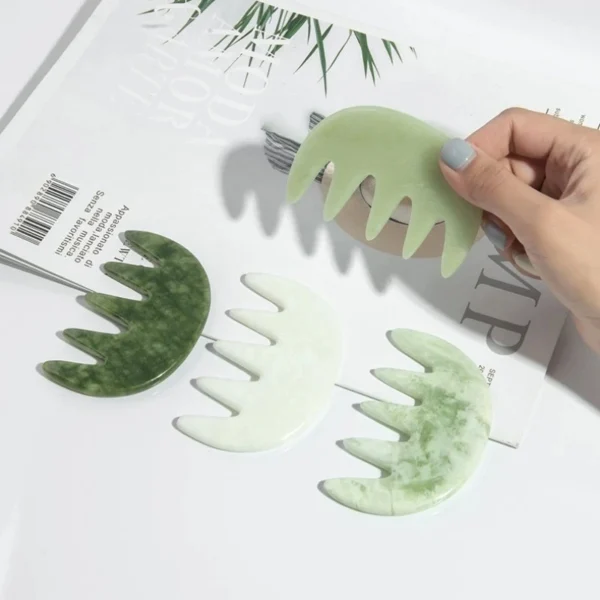 Natural Jade Gua Sha Comb Massager for Face & Body - Image 3