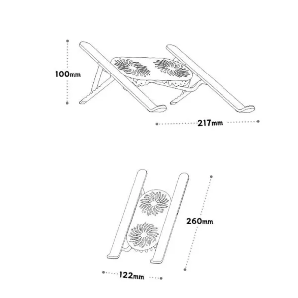 Aluminium Laptop Stand with Cooling Fan – Foldable & Adjustable - Image 7