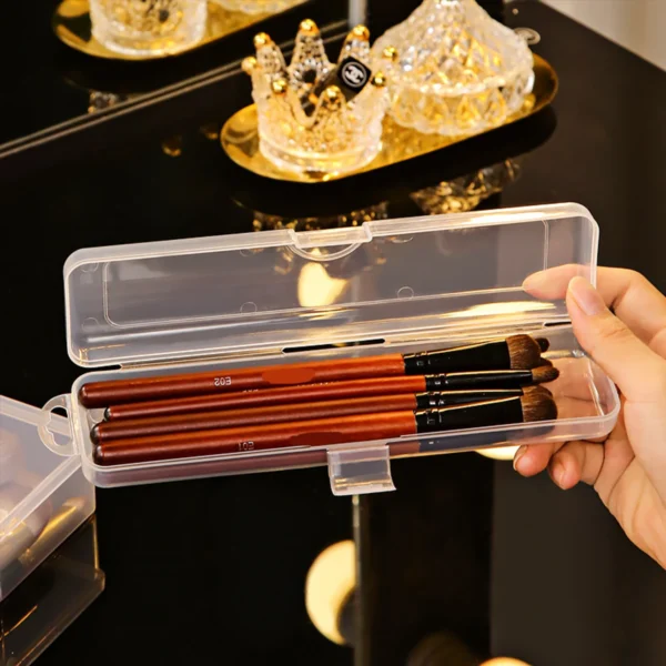 Transparent Flip-Top Makeup Brush Storage Box - Image 5