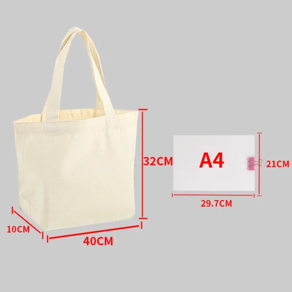Eco-Friendly Large Canvas Shopping Tote – Beige White - Image 6