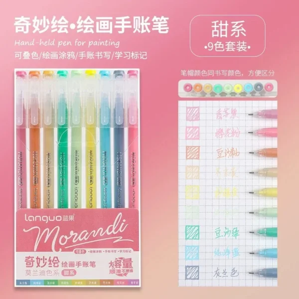 Set of 6 Morandi Gel Pens for Drawing & DIY Projects - Image 38