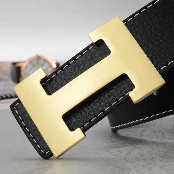 Men’s Elegant Multi-Colour Belt with Golden H Buckle - Image 4