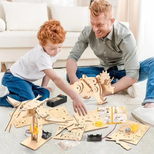 Dinosaur STEM Wooden Puzzle Robot Kit for Kids - Image 2