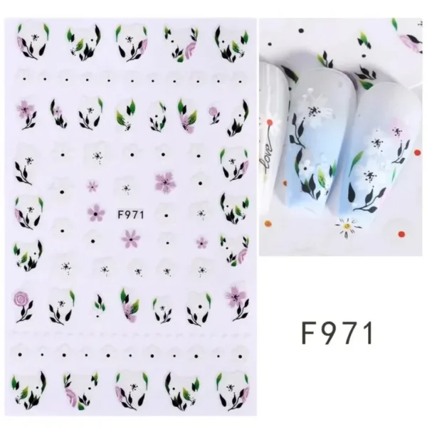 3D Nail Art Stickers White Daisy Floral & Fruit Decals - Image 10
