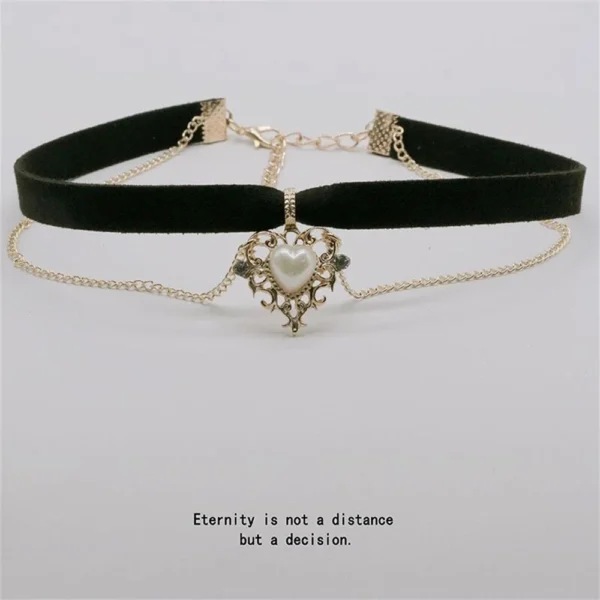 Black Velvet Heart Choker Necklace Gothic Jewelry Women - Image 2
