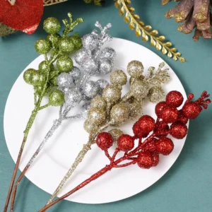 Christmas Glitter Berry Branches – 23.5cm Party Décor