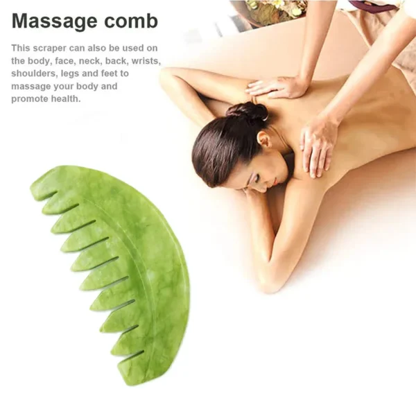 Natural Jade Gua Sha Comb Massager for Face & Body - Image 4