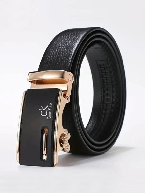 MOKAAMONI Men’s Gold Automatic Buckle Leather Belt