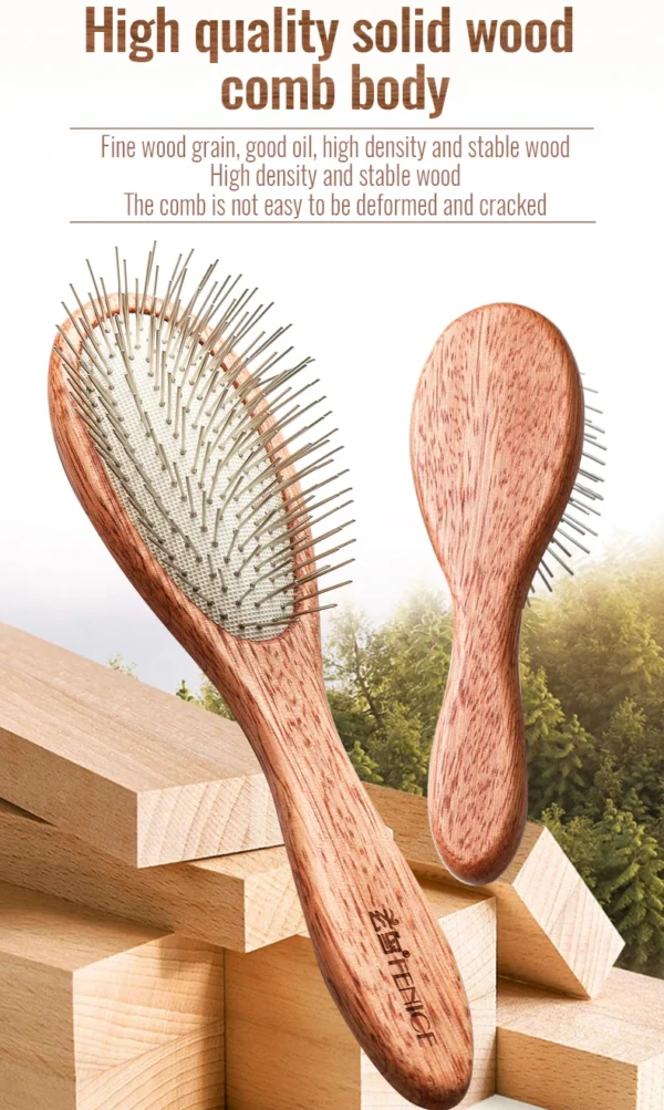 Fenice Solid Wood Pet Comb – Cat & Dog Hair Remover Brush - Image 16
