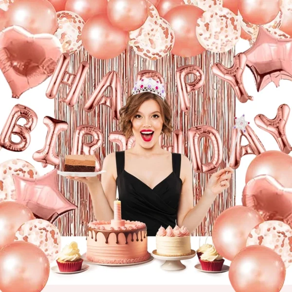 Rose Pink & Gold Birthday Balloon Garland Set - Image 29