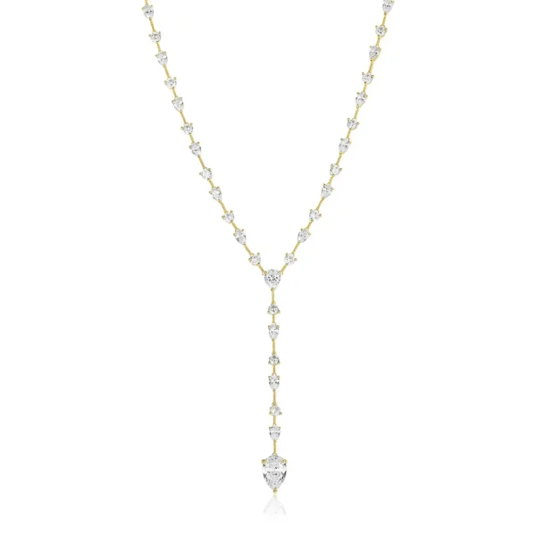 Geometric CZ Lariat Link Chain Choker Necklace Women - Image 8