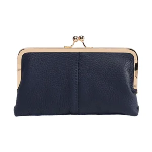 Vintage Genuine Leather Kiss Lock Travel Wallet Purse