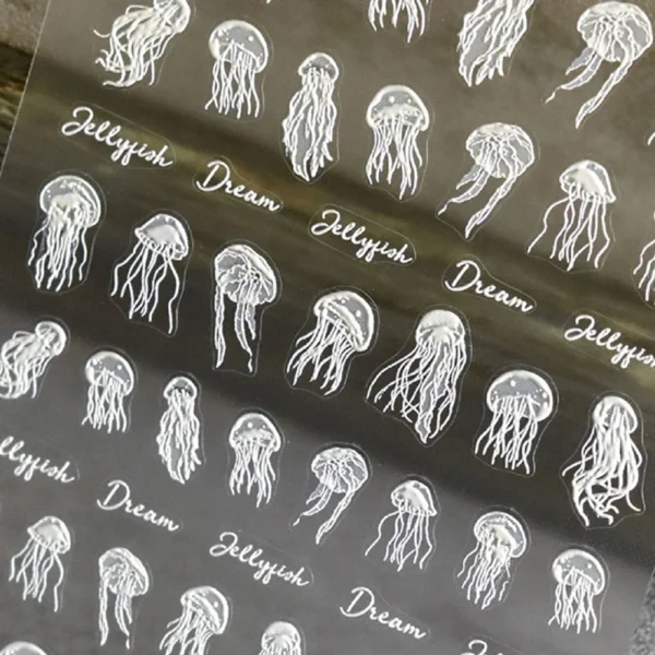 Blue Jellyfish Ocean Nail Art Sticker Self Adhesive Decal - Image 3
