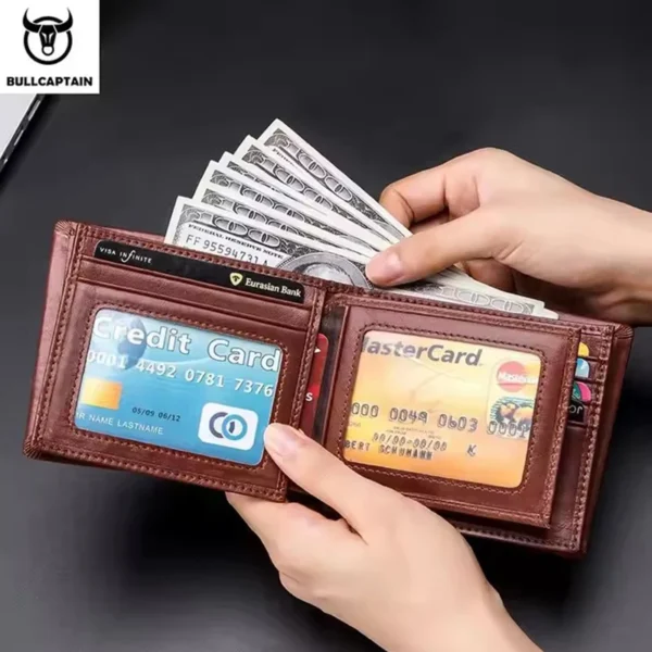 BULLCAPTAIN Men’s Genuine Leather RFID Business Wallet - Image 3