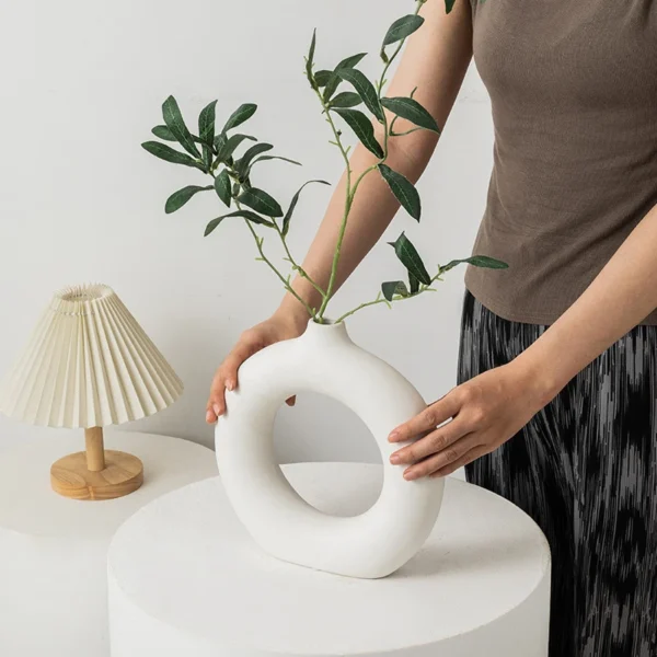 Nordic White Plastic Flower Vase for Home Decor - Image 4