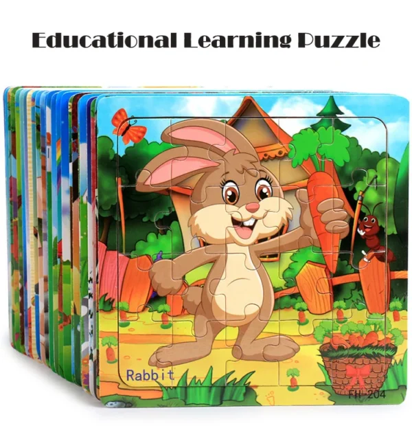 20-Piece Wooden 3D Animal & Vehicle Jigsaw Puzzle - Image 34