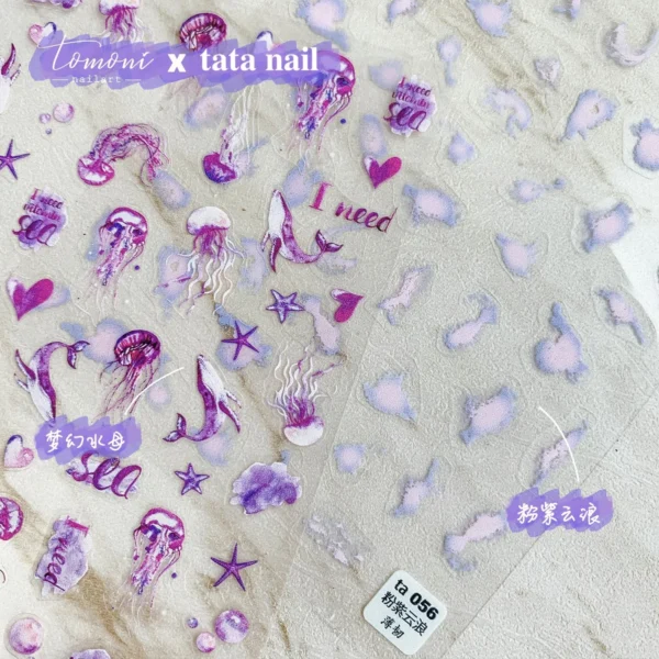 Blue Jellyfish Ocean Nail Art Sticker Self Adhesive Decal - Image 13
