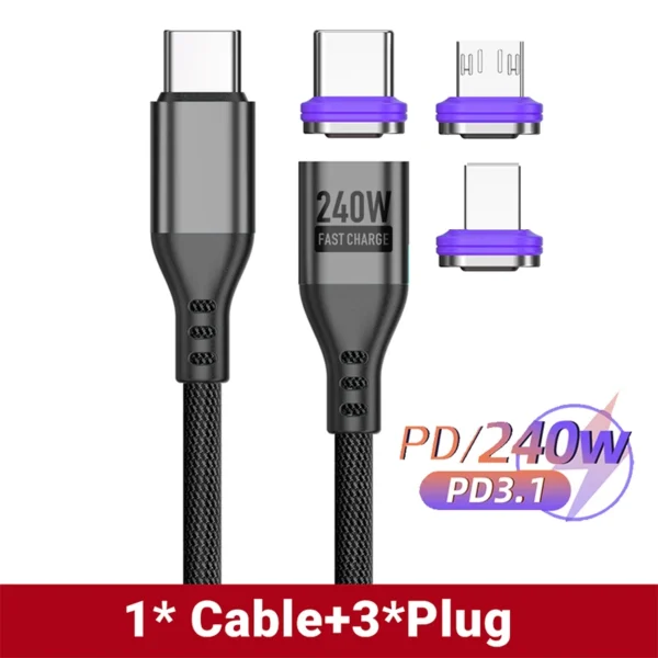 AUFU 240W Magnetic USB-C to USB-C Cable, 5A Fast Charge - Image 13