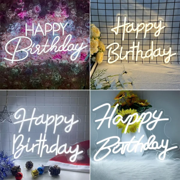 Dimmable Happy Birthday LED Neon Wall Light