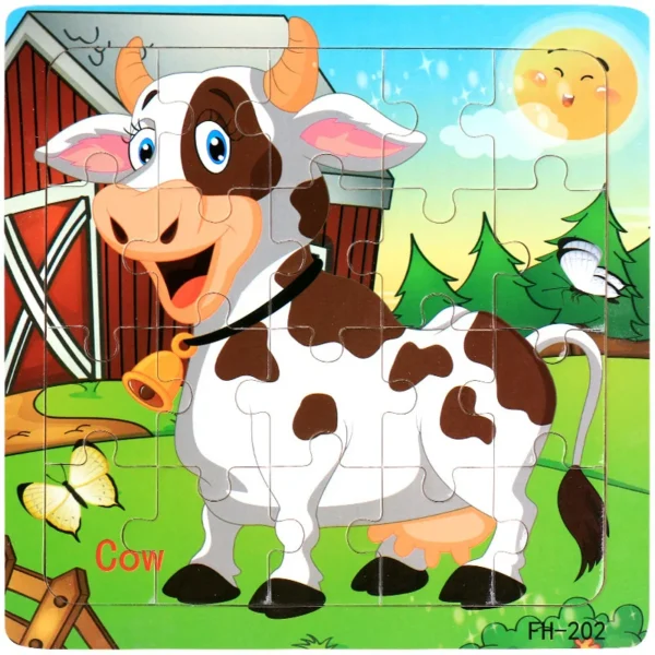 20-Piece Wooden 3D Animal & Vehicle Jigsaw Puzzle - Image 12
