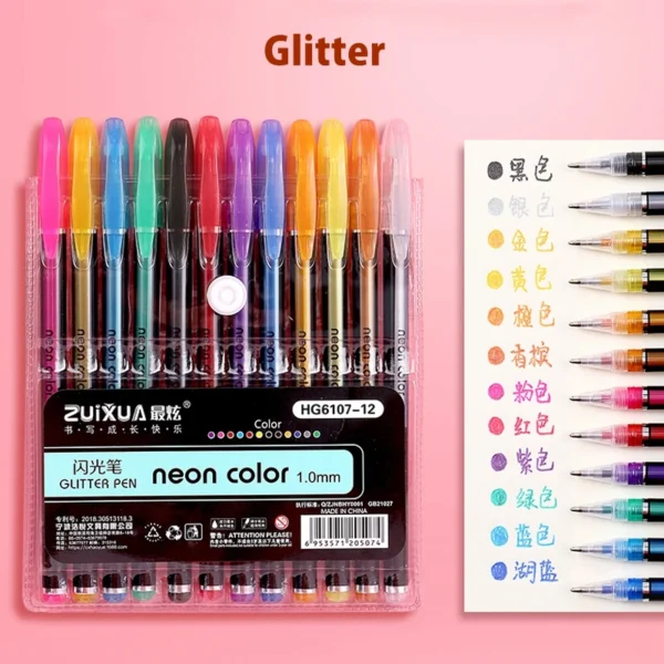 Vibrant Metallic Gel Pen Set – 12/24 Colors for Art & Journals - Image 8