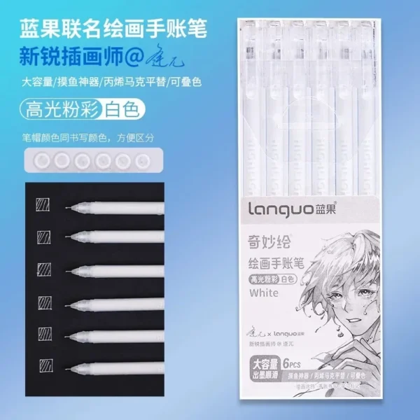 Set of 6 Morandi Gel Pens for Drawing & DIY Projects - Image 12