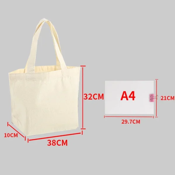 Eco-Friendly Large Canvas Shopping Tote – Beige White - Image 7