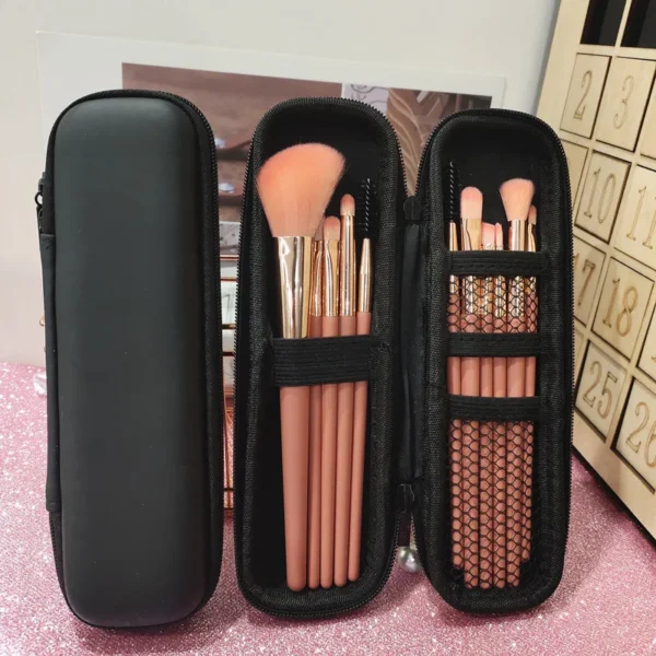 Waterproof Black Double Zipper Cosmetic Brush Bag - Image 4