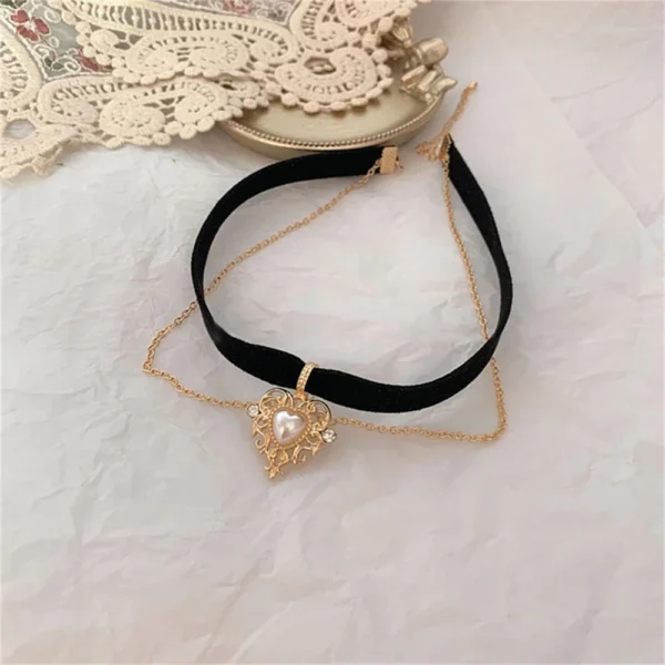 Black Velvet Heart Choker Necklace Gothic Jewelry Women - Image 5