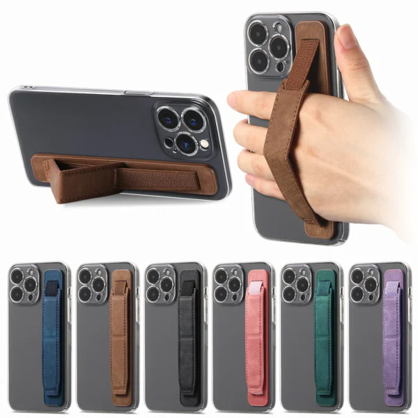 PU Leather Phone Strap Stand – Universal Grip Holder - Image 2