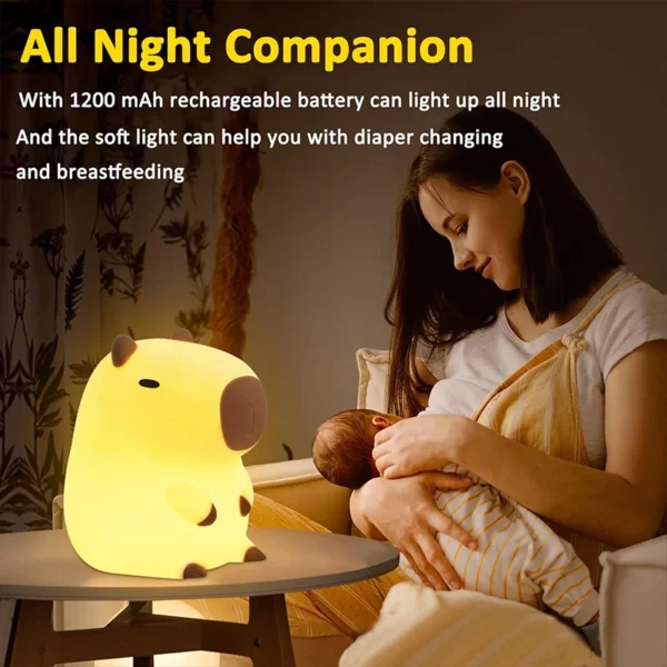 Capybara Silicone Night Light – USB Rechargeable - Image 4
