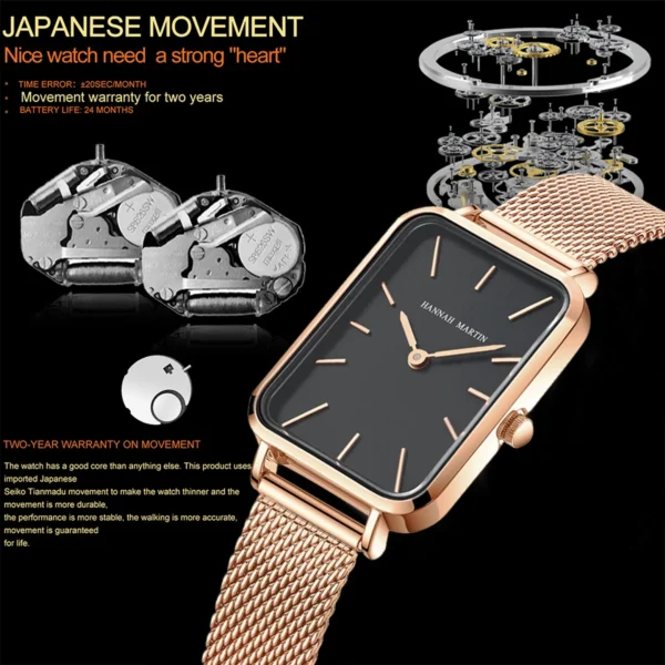 MAKAMBAKO Women’s Rose Gold Square Quartz Watch - Image 6