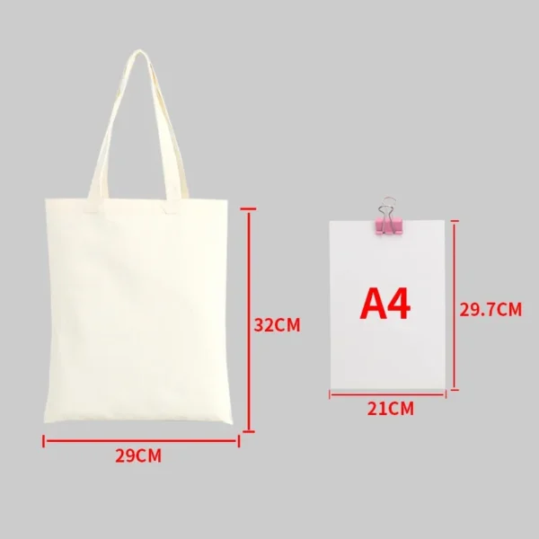 Eco-Friendly Large Canvas Shopping Tote – Beige White - Image 12